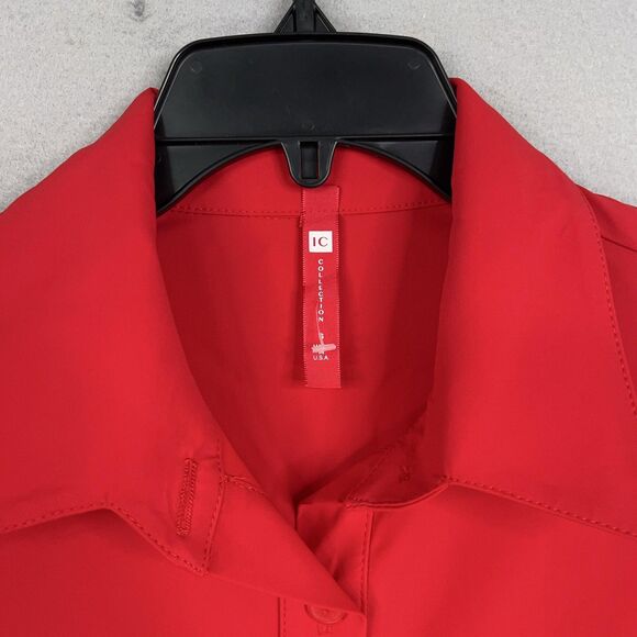 IC Collection Shirt Womens Small Red Tunic Connie K Artsy Eclectic Made in USA - Picture 4 of 16